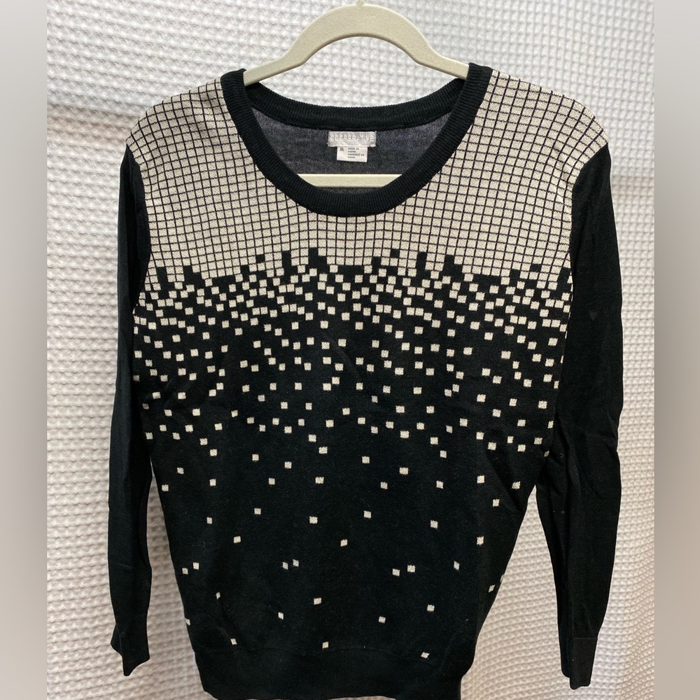COOPERATIVE BLACK AND CREAM GRAPHIC SWEATER